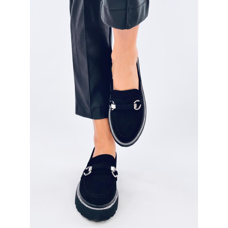 Mocasines Sheady de ante negro con suela alta 1