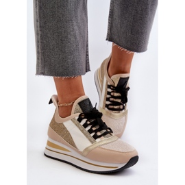 Deportivas de mujer con cuña y plataforma con purpurina, Gold Rafani dorado 4