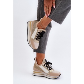 Deportivas de mujer con cuña y plataforma con purpurina, Gold Rafani dorado 6