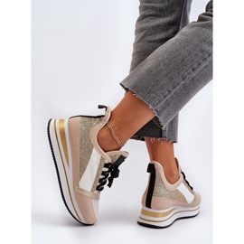 Deportivas de mujer con cuña y plataforma con purpurina, Gold Rafani dorado 7