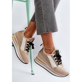 Deportivas de mujer con cuña y plataforma con purpurina, Gold Rafani dorado 8