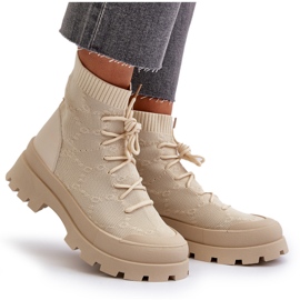 Botas tipo calcetín sin cordones para mujer Solime beige claro 10