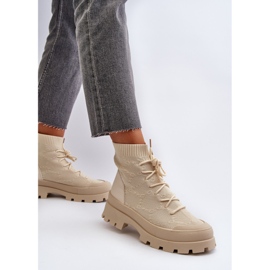 Botas tipo calcetín sin cordones para mujer Solime beige claro 5