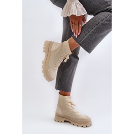 Botas tipo calcetín sin cordones para mujer Solime beige claro 6
