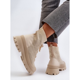 Botas tipo calcetín sin cordones para mujer Solime beige claro 8