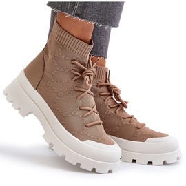 Botas tipo calcetín sin cordones para mujer Marrón Solime 9