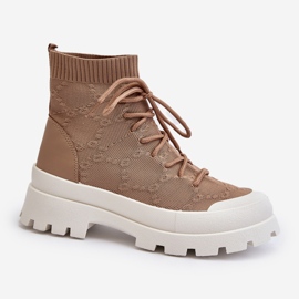 Botas tipo calcetín sin cordones para mujer Marrón Solime 1 Botas tipo calcetín sin cordones para mujer Marrón Solime 1
