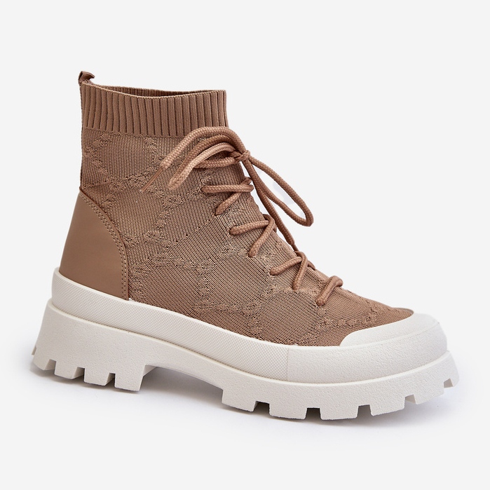 Botas tipo calcetín sin cordones para mujer Marrón Solime 1