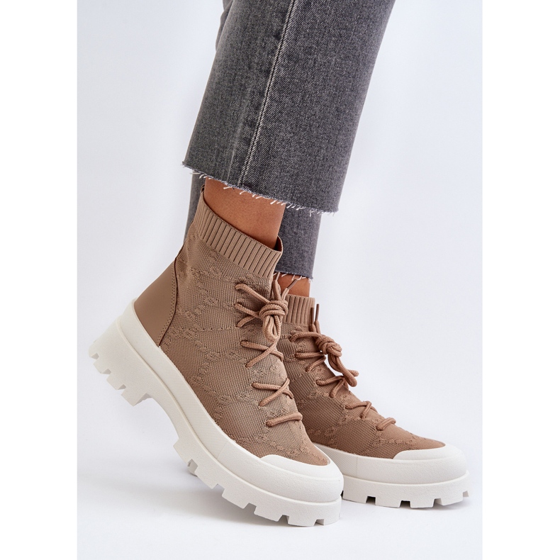 Botas tipo calcetín sin cordones para mujer Marrón Solime 2