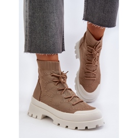 Botas tipo calcetín sin cordones para mujer Marrón Solime 4