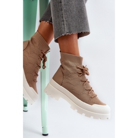 Botas tipo calcetín sin cordones para mujer Marrón Solime 8