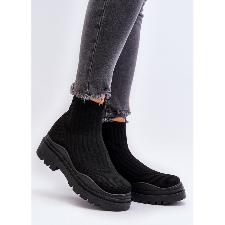 Botas tipo calcetín sin cordones Elipara con suela maciza de mujer de color negro 2 Botas tipo calcetín sin cordones Elipara con suela maciza de mujer de color negro 2