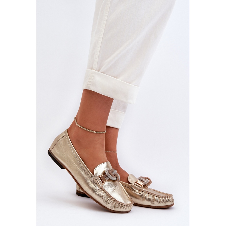 Mocasines Mujer Piel Con Adorno Laura Messi 2761 Dorado 2
