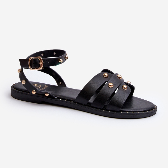 Sandalias Planas Mujer Ianaera Decoradas Negro 1