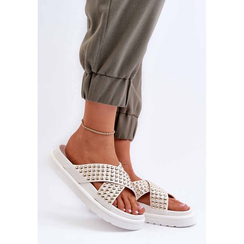 Chanclas de Mujer con Plataforma Decorada Blanco Niraela 2 Chanclas de Mujer con Plataforma Decorada Blanco Niraela 2