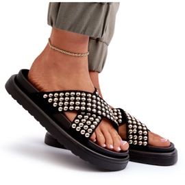 FG2 Chanclas de Mujer con Plataforma Decorada Negro Niraela 8