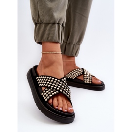 FG2 Chanclas de Mujer con Plataforma Decorada Negro Niraela 3