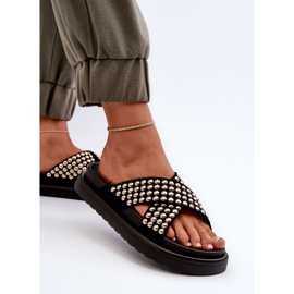 FG2 Chanclas de Mujer con Plataforma Decorada Negro Niraela 5