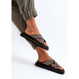 FG2 Chanclas de Mujer con Plataforma Decorada Negro Niraela 6