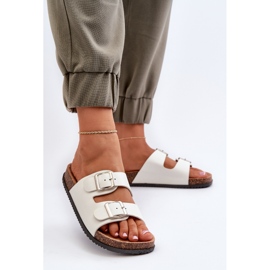Chanclas De Mujer Con Hebillas, Blanco 5