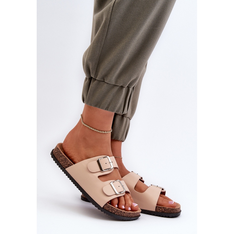 Chanclas Mujer Beige Con Hebillas Oliena 2