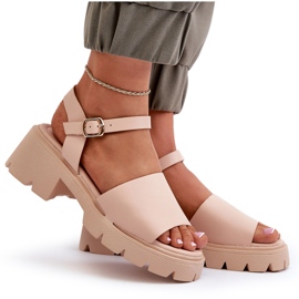 Sandalias de mujer con tacón grueso Nude Dottiassa beige 10