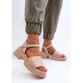 Sandalias de mujer con tacón grueso Nude Dottiassa beige 4
