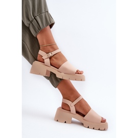 Sandalias de mujer con tacón grueso Nude Dottiassa beige 9