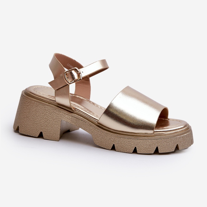 Sandalias de tacón grueso para mujer, dorado Dottiassa 1