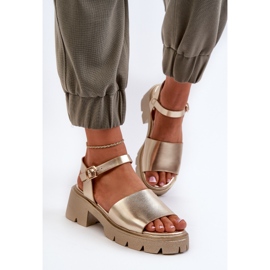 Sandalias de tacón grueso para mujer, dorado Dottiassa 4