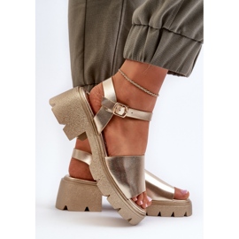 Sandalias de tacón grueso para mujer, dorado Dottiassa 6