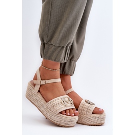 Sandalias Mujer Cuña Con Trenza Beige Esalena 3