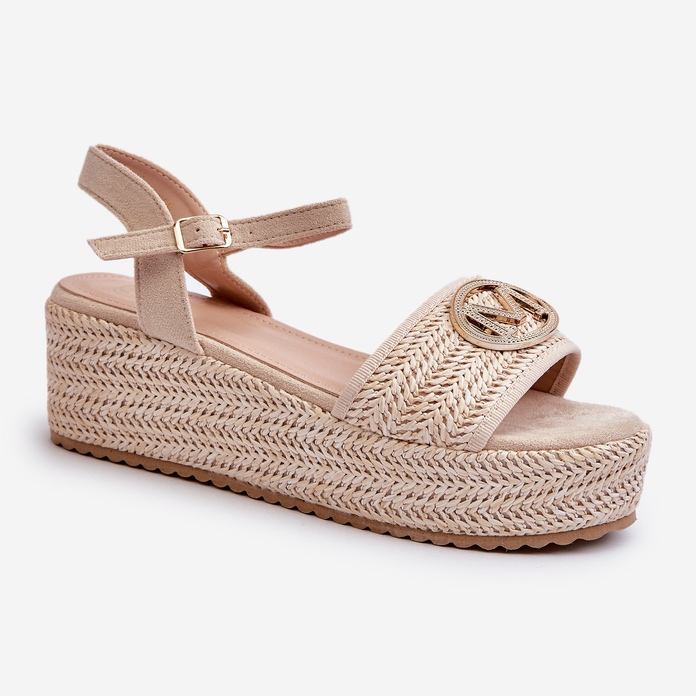 Sandalias Mujer Cuña Con Trenza Beige Esalena 2