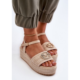Sandalias Mujer Cuña Con Trenza Beige Esalena 8