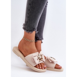 Chanclas de Mujer con Lazo Beige Arsicada 2 Chanclas de Mujer con Lazo Beige Arsicada 2