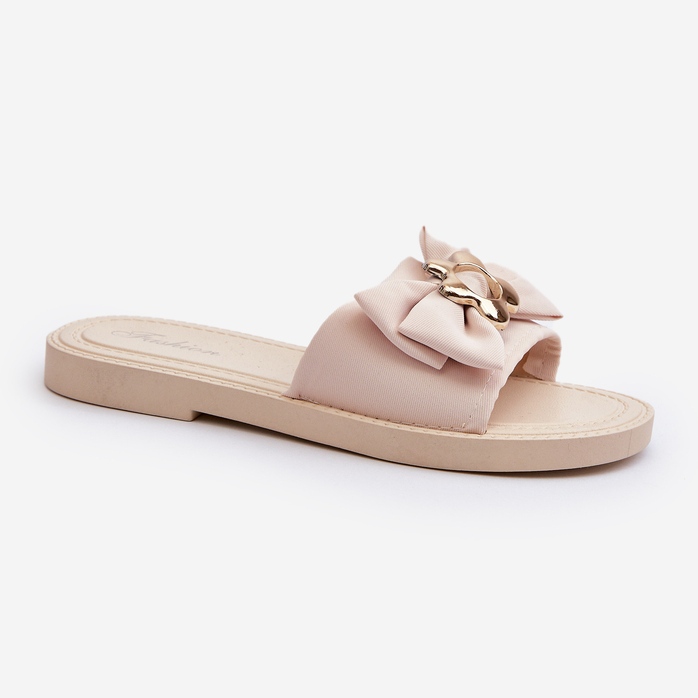 Chanclas de Mujer con Lazo Beige Arsicada 1