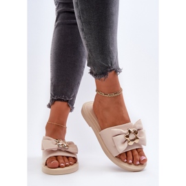 Chanclas de Mujer con Lazo Beige Arsicada 6