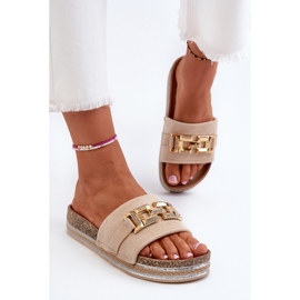 Chanclas Mujer Plataforma Con Adorno, Beige Vapireta 5