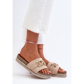 Chanclas Mujer Plataforma Con Adorno, Beige Vapireta 3