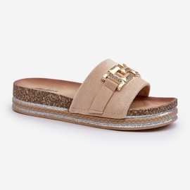 Chanclas Mujer Plataforma Con Adorno, Beige Vapireta 2