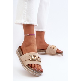 Chanclas Mujer Plataforma Con Adorno, Beige Vapireta 4