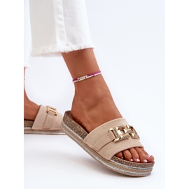 Chanclas Mujer Plataforma Con Adorno, Beige Vapireta 6