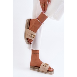 Chanclas Mujer Plataforma Con Adorno, Beige Vapireta 8