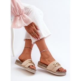 Chanclas Mujer Plataforma Con Adorno, Beige Vapireta 1