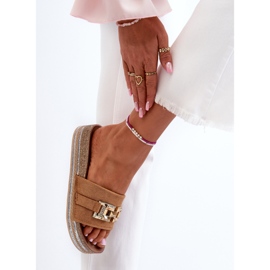 FK1 Chanclas de Mujer con Plataforma y Adorno Vapireta Camel marrón 8