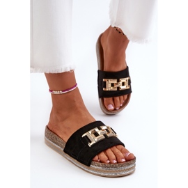 FK1 Chanclas de Mujer con Plataforma y Adorno, Vapireta Negra negro 5