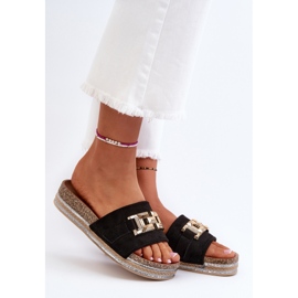 FK1 Chanclas de Mujer con Plataforma y Adorno, Vapireta Negra negro 3
