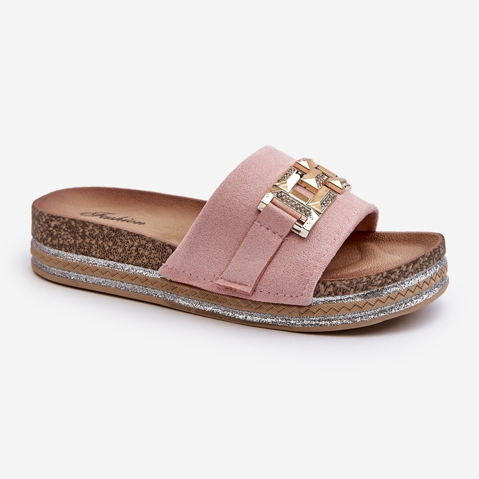 Chanclas de Mujer con Plataforma y Adorno, Rosa Vapireta 2