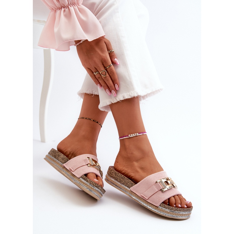 Chanclas de Mujer con Plataforma y Adorno, Rosa Vapireta 1