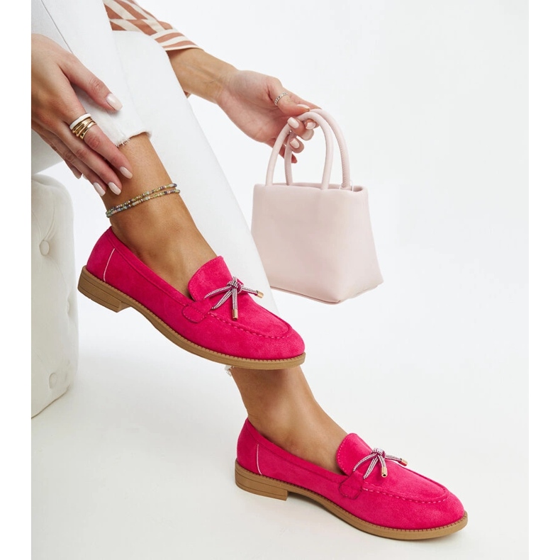 Mocasines rosa oscuro con lazo decorativo de Endike 1